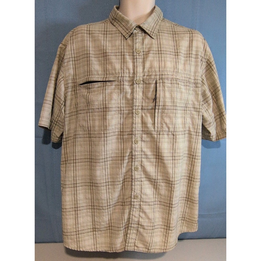 Sherpa Adventure Gear Men's Plaid Short‑Sleeve Button‑Up Shirt Brown Size XL